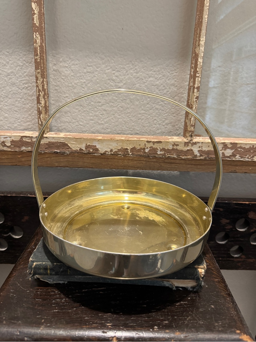 Vintage silver Serving Basket with Handle - Home Dining Accent